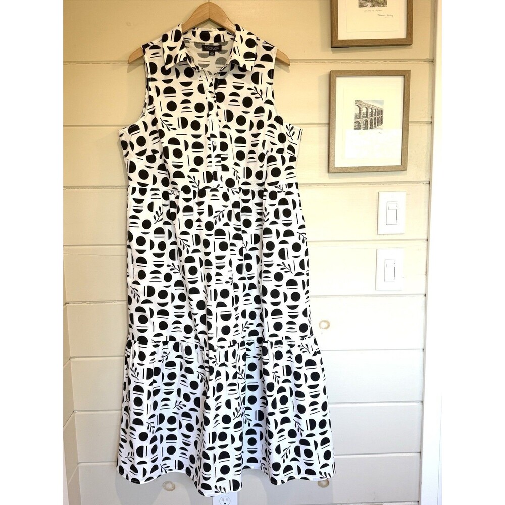 Rachel Zoe Black and White Sleeveless Midi Dress
